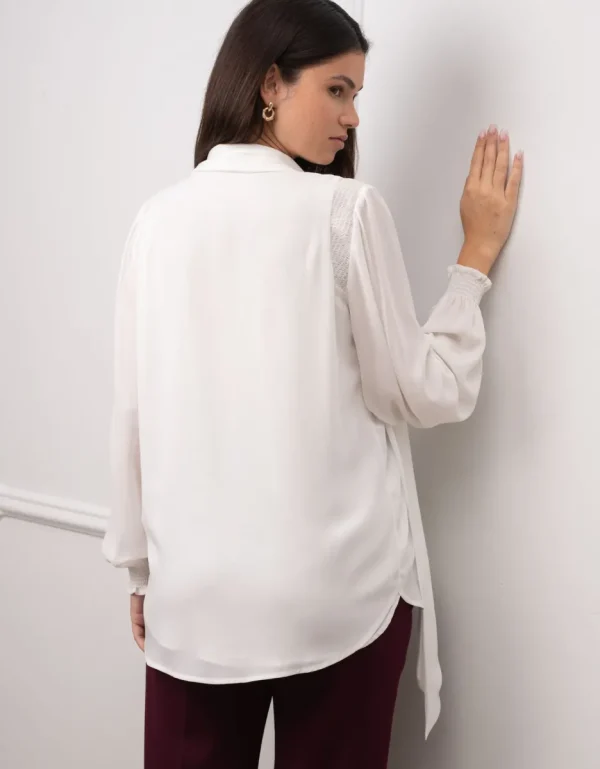 Flash Sale Witte Zwangerschapsblouse Met Striksluiting Voorop Vrouw Topjes