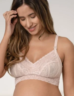 Fashion Zachtroze Kanten Zwangerschaps- En Voedingsbralette Vrouw Pyjama'S En Loungewear