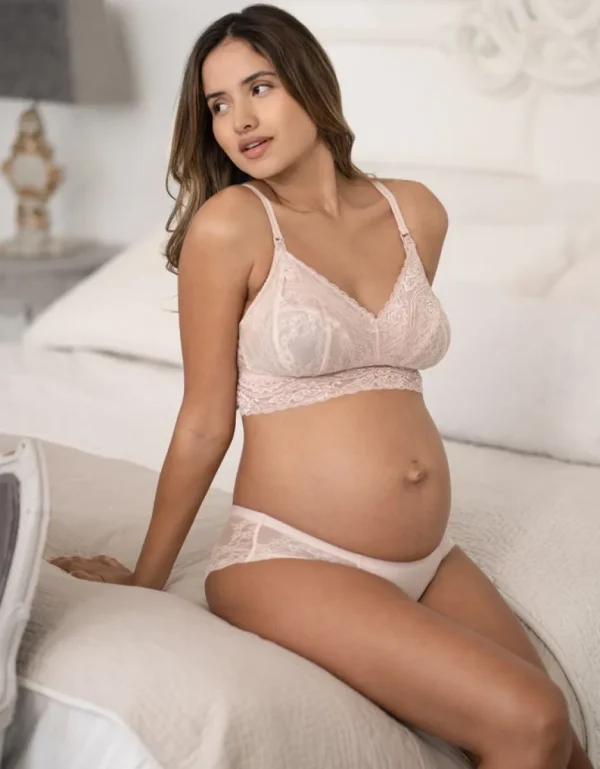 Fashion Zachtroze Kanten Zwangerschaps- En Voedingsbralette Vrouw Pyjama'S En Loungewear