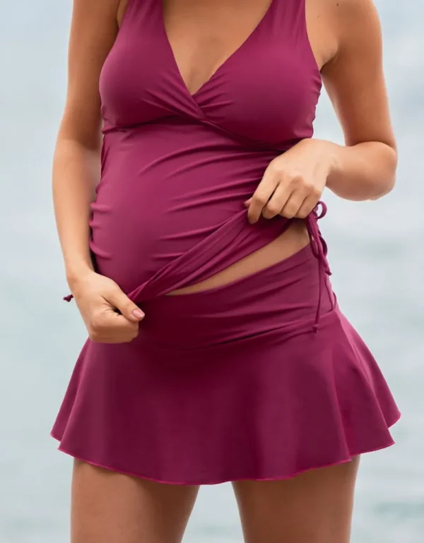 Best Sale Zwangerschap Tankini En Zwembroek Set - Framboos Vrouw Badmode