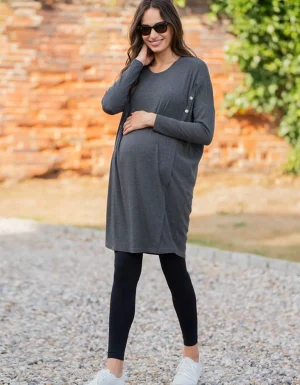 Flash Sale Zwangerschaps- En Borstvoedingsjurk Van Geribbeld Tricot Met Relaxte Pasvorm Vrouw Jurken