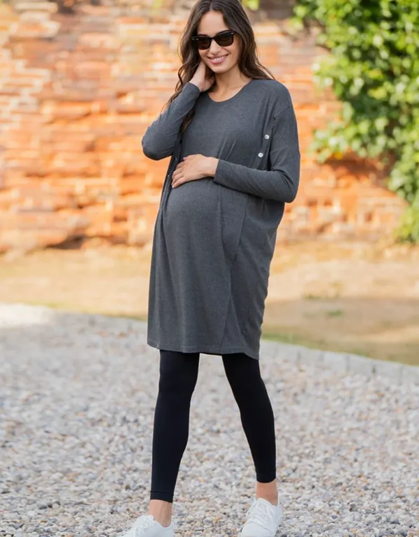 Flash Sale Zwangerschaps- En Borstvoedingsjurk Van Geribbeld Tricot Met Relaxte Pasvorm Vrouw Jurken