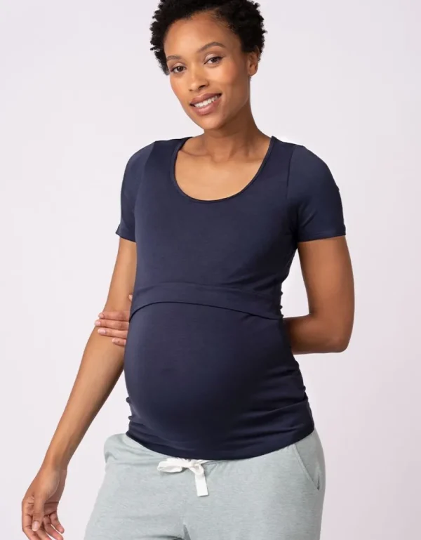 Cheap Zwangerschaps- En Borstvoeding-T-Shirts - Dubbelpak Marineblauw En Grijs Vrouw Topjes