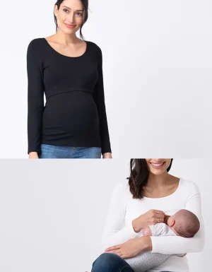 Outlet Zwangerschaps- En Voedingstops - Zwart En Wit 2-Pack Vrouw Topjes