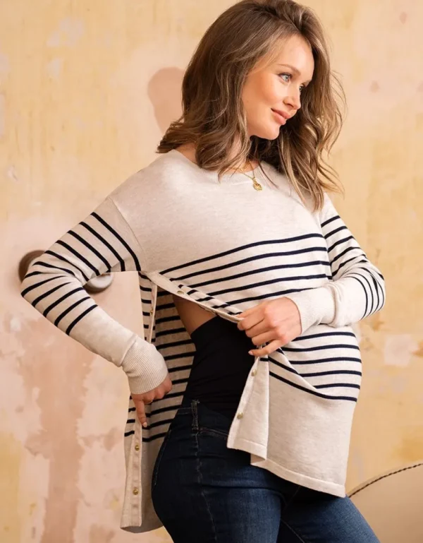 Best Sale Zwangerschaps- En Voedingstrui Met Bretonse Streep Van Katoenmix Vrouw Topjes