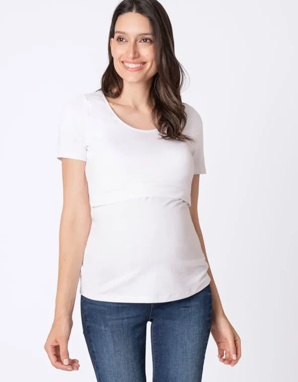 Clearance Zwangerschaps- En Voedings-T-Shirts - Zwart En Wit 2-Pack Vrouw Topjes