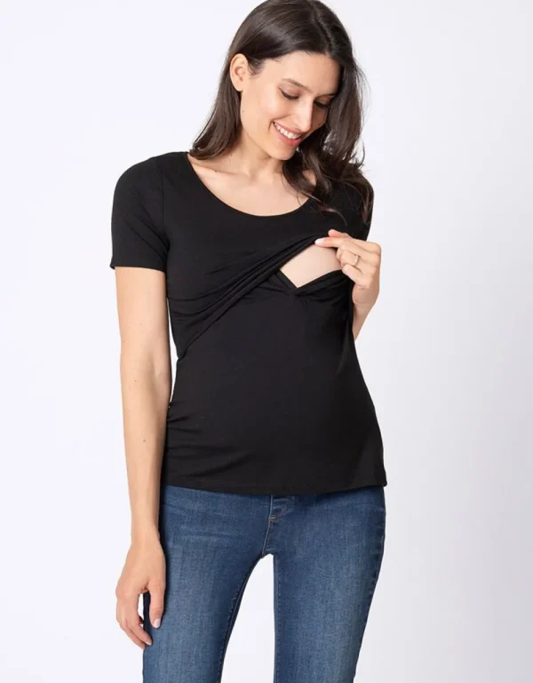 Clearance Zwangerschaps- En Voedings-T-Shirts - Zwart En Wit 2-Pack Vrouw Topjes
