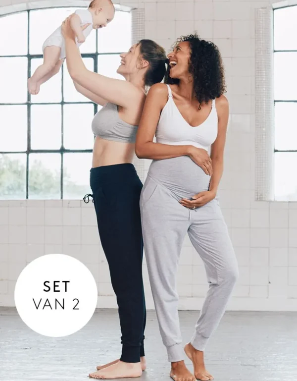 Fashion Zwangerschapsjoggers Grijs En Zwart 2-Pack Vrouw Zwangerschaps-Essentials