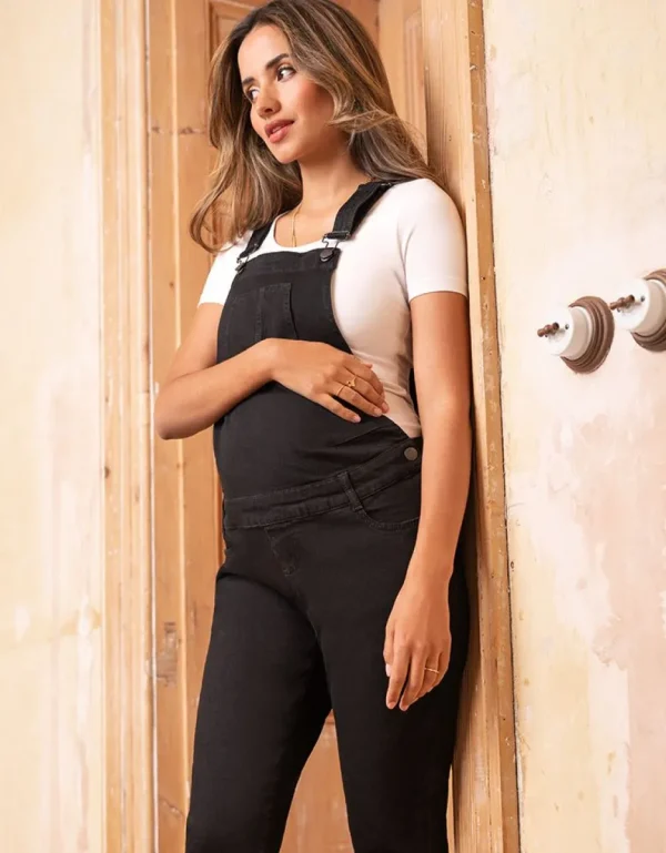 Cheap Zwangerschapstuinbroek In Zwart Denim Vrouw Jeans