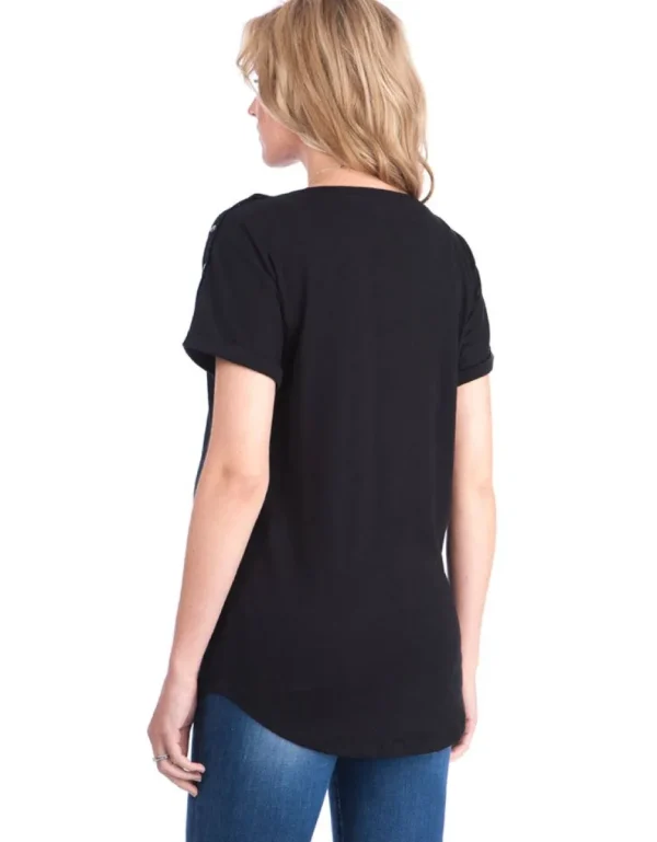 Best Zwart Katoenen Zwangerschaps- En Borstvoedings-T-Shirt Vrouw Topjes