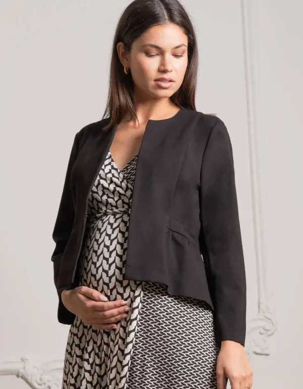 Discount Zwart Peplum Zwangerschapsjasje Vrouw Jassen En Jacks