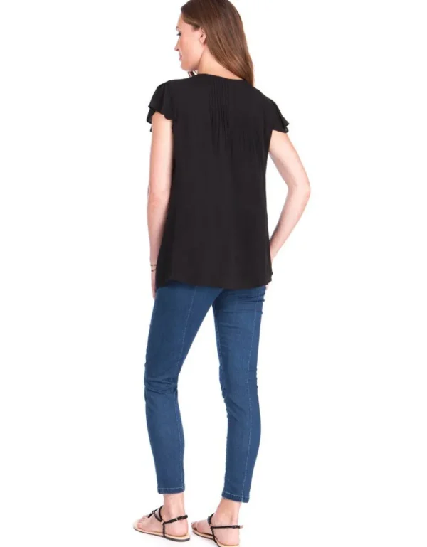 Fashion Zwarte Positieblouse Met Fladdermouwen Vrouw Topjes