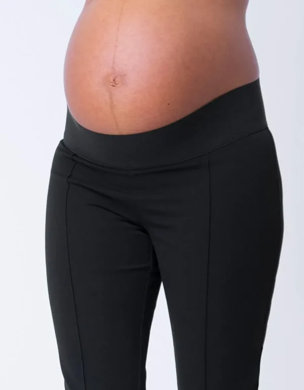 Fashion Zwarte Positiebroek Met Smalle Pijpen Onder De Buik Vrouw Broeken En Rokken