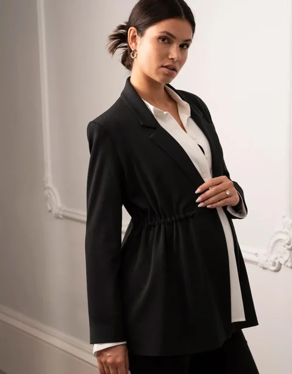 Hot Zwarte Zwangerschapsblazer Voor Werk Vrouw Jassen En Jacks